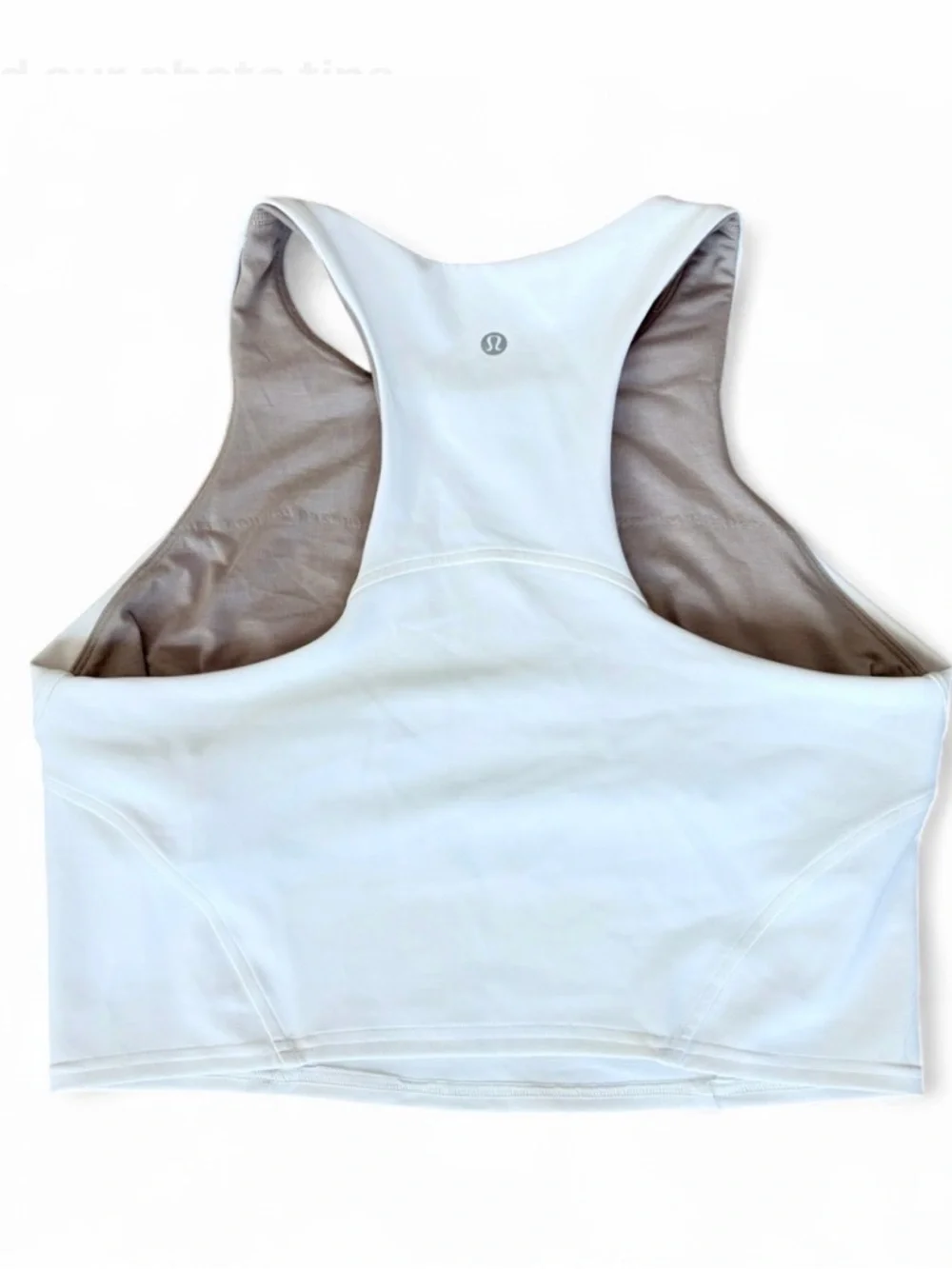 Lululemon White Longline Sports Bra Cropped Tank Size 12 Built In Bra Yoga Gym